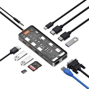 هاب آداپتور تایپ سی 12 پورت ویوو مدل wiwu Cyber HUB 11 in 1 Type-C CB012